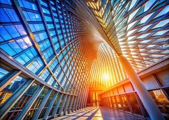 Poster - Candid Photo: Architectural Lines, Geometric Design, Abstract Background, Modern Building, Urban Structure