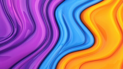 Poster - Vibrant Abstract Background with Fluid Paint Swirls in Rich Purple, Blue, and Orange Tones