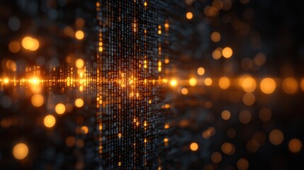Poster - Abstract digital wall with glowing light beams