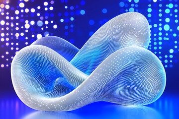 Poster - Glowing Abstract Form, Blue Bokeh Background