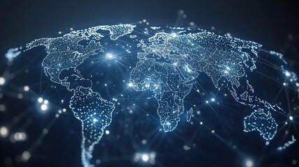 Poster - Global Network Map, World, Connection, Digital, Abstract