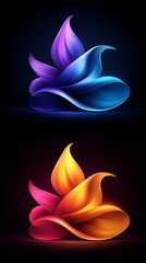 Poster - Glowing abstract petals, dark background