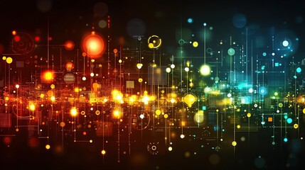 Poster - Abstract digital network glow, city lights background