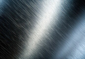Poster - Abstract close-up of a brushed metallic surface showcasing light reflections and textures for use in design, background, and artistic projects
