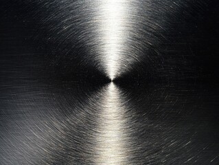 Poster - Abstract close-up of brushed metal surface showcasing a radial pattern with high gloss and subtle textures, ideal for backgrounds and industrial designs