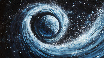 Wall Mural - a mesmerizing display of swirling blue particles creates a cosmic vortex in deep space. bewitching -