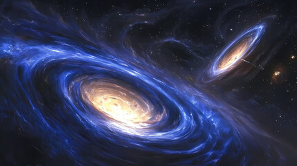 a mesmerizing display of swirling blue particles creates a cosmic vortex in deep space. bewitching -