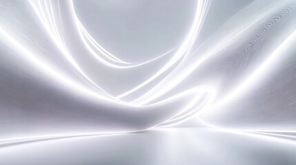 Leinwandbilder - Glowing neon lines create a futuristic and elegant composition on a smooth white background Generative AI
