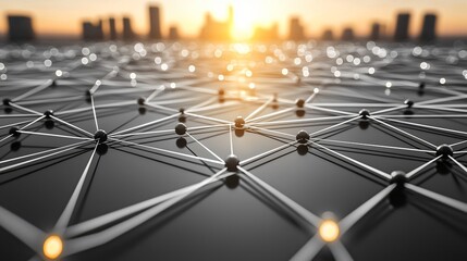 Cityscape network sunrise connection global