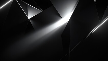 Poster - Abstract geometric shapes with contrasting light and shadow in a dark background creating a modern and dynamic visual effect for creative designs