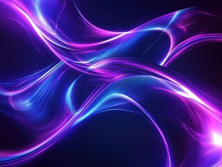 Poster - Abstract Light Waves in Vibrant Colors with a Blend of Purple, Blue, and Pink on a Dark Background for Creative and Modern Design Projects