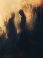 Aufkleber - Shadows in darkness evoke fear and mystery among blurred silhouettes in abstract composition Generative AI