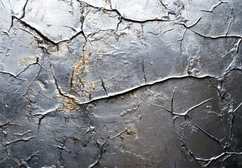 Poster - Abstract metallic surface with deep cracks and textures under natural light creating a dramatic visual for artistic and design projects