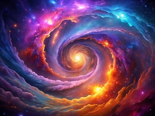 Poster - Cosmic Vortex: Vibrant Nebula Galaxy Center - Stunning Space Photography