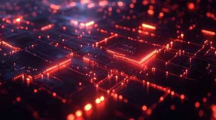 Poster - Digital network concept with glowing connections and circuits