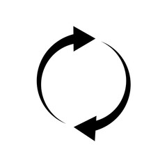 Poster - Circular arrow icon. Refresh rotation symbol. Reload cycle shape. Black curved design.