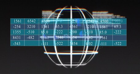 Poster - animation of glowing globe with numerical data and digital interface elements
