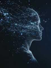Aufkleber - Futuristic silhouette of a human formed by digital particles illustrating AI driven politics in a sleek modern design Generative AI