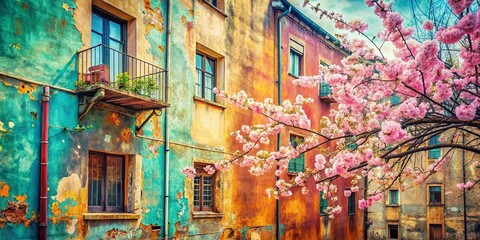 Poster - Delicate Spring Organic Line Art: Soft Pastel Urban Exploration Textures