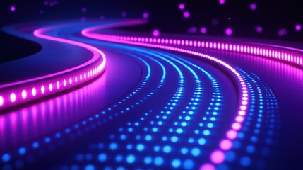 Poster - Glowing LED path, futuristic design, digital background, tech presentation