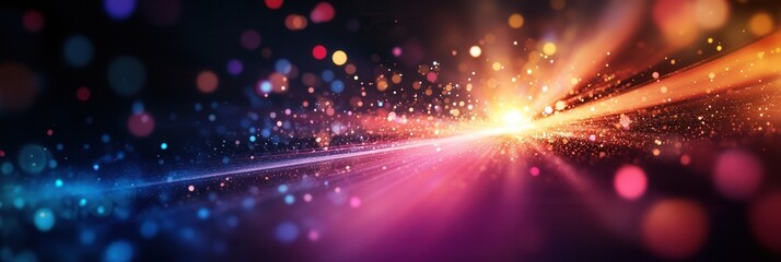 Poster - Colorful beams of light break through darkness, creating vibrant sparks and an abstract feeling of inspiration and hope Generative AI