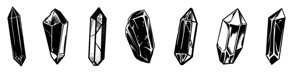 Poster - monochrome crystal isolated illustration, vector set