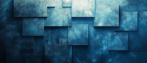 Poster - Minimalist blue textured background with geometric shapes and depth