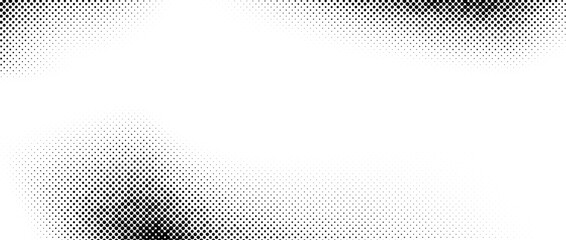 Poster - Dotted halftone texture background. Monochrome pop art gradient overlay. Vanishing grunge gritty noise wallpaper. Weathered pixelated raster comic backdrop. Vector bitmap fading subtle surface