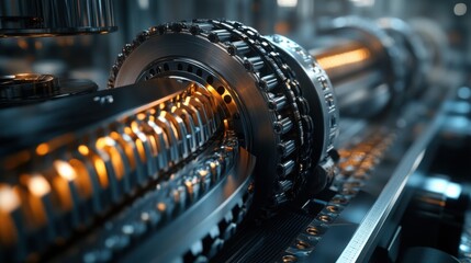 Poster - Complex machine with numerous gears illustrating advanced manufacturing techniques and mechanical design