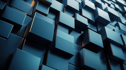 Poster - Wall of blue cubes symbolizing blockchain adoption strategies and modern technology innovations in digital security systems