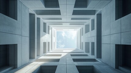 Poster - Expansive hallway featuring an impressive sky view that evokes a sense of wonder and architectural innovation