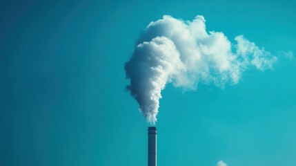 tall industrial smokestack against a clear sky representing clean air technology and environmental c