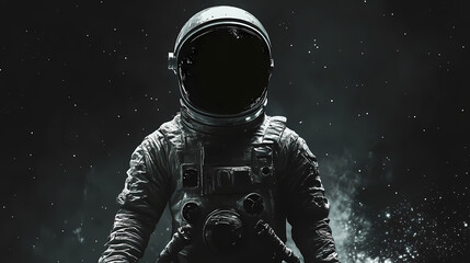 Wall Mural - A ghostly astronaut floating through the starry cosmos on halloween night sci fi photography concept with copy space for text. Transcendent - Statue. Illustration