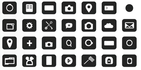 Poster - A simple grid of monochrome icons, ideal for universal use in applications and websites.