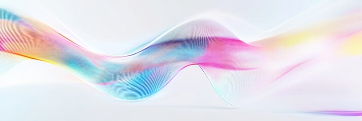 Aufkleber - Glowing neon lines create a dynamic flow on a smooth white background in futuristic digital art composition Generative AI