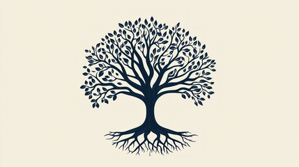 Poster - A stylized tree icon with roots and branches forming a balanced shape.