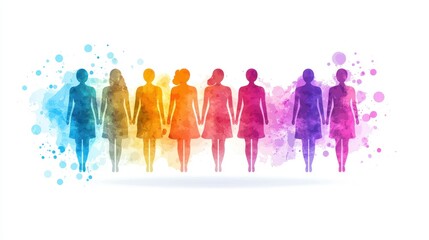 Aufkleber - A symbolic International Womenâ€™s Day icon with abstract figures representing equality.