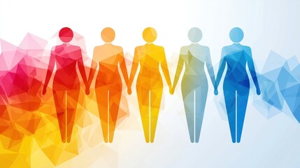 Aufkleber - A symbolic International Womenâ€™s Day icon with abstract figures representing equality.