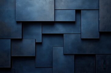 Poster - Dark Blue Textured Background with Geometric Patterns and Layers for Artistic and Modern Design Projects