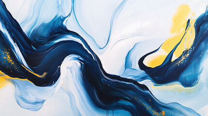 Poster - Dynamic abstract art swirls contemporary gallery artwork minimalist space eye level colorful expressionism