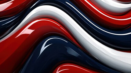 Poster - A wavy design with red, white, and blue stripes, creating a sense of motion.