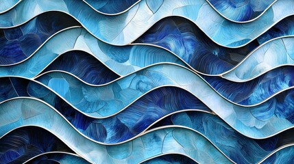 Poster - An abstract blue pattern with wavy and dynamic lines for a modern aesthetic