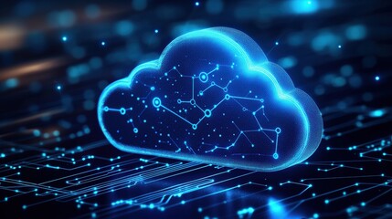 Poster - Futuristic cloud with network connections illustrating the concept of digital communication and data sharing