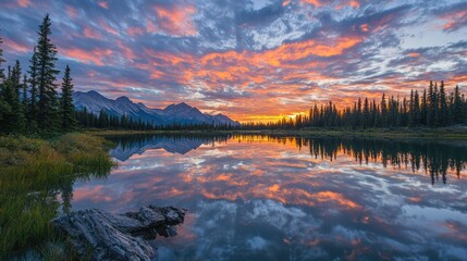 Aufkleber - Wispy clouds stretched across the horizon, reflecting the vibrant colors of a sunset.
