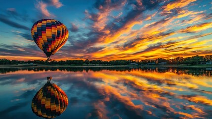 Poster - Wispy clouds stretched across the horizon, reflecting the vibrant colors of a sunset.
