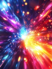 Poster - Dynamic explosion of bright neon colors creating an abstract feeling of surprise and movement Generative AI