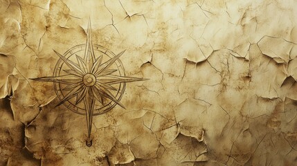 Poster - A hand-drawn compass sketch on old parchment, with intricate shading and detail.