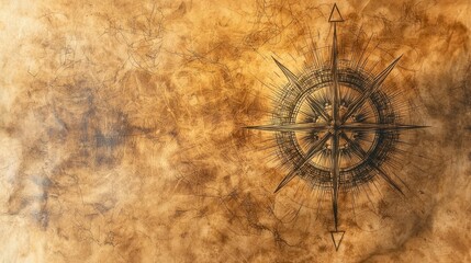 Poster - A hand-drawn compass sketch on old parchment, with intricate shading and detail.