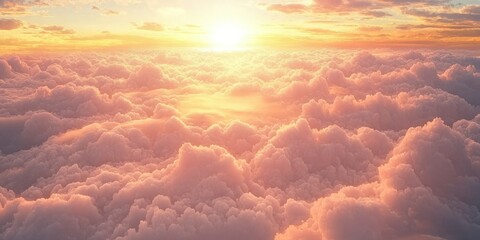 Aufkleber - A layered cloudscape at sunset, with soft golden light peeking through.
