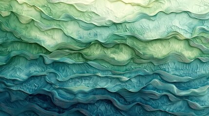 Poster - A layered green and blue background with soft waves blending together.